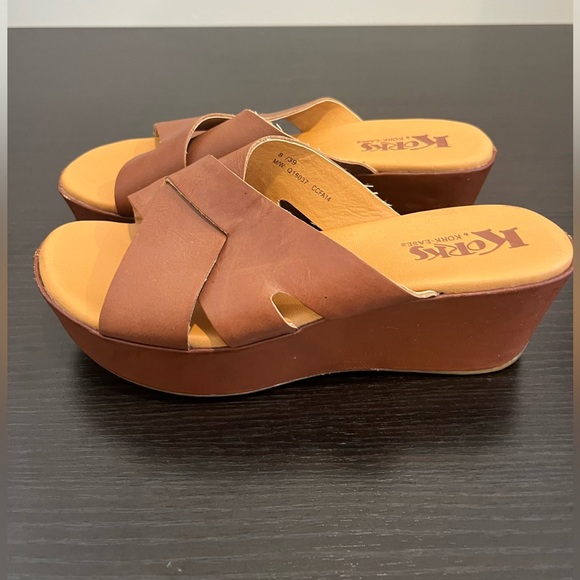 Kork Ease LANA Crisscross Slide Sandal Women’s 8 39 Brown Platform Wedge Boho - Picture 4 of 14